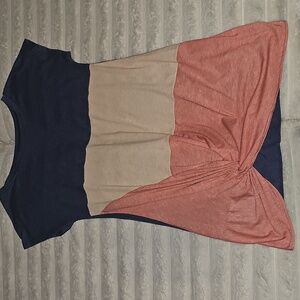 Colorblock Knotted Women Dress Or Long Top Runs Big